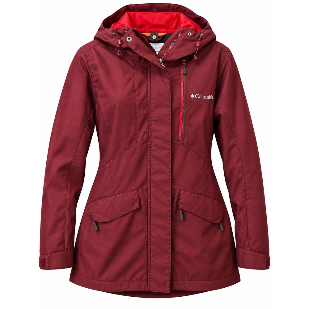 Columbia Interchange Omni-Tech Waterproof Hooded Jacket Burgundy Red Large